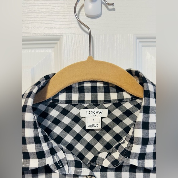 Women’s J Crew Gingham Check Black and White Shirt Tie Waist Sz S - Picture 4 of 9